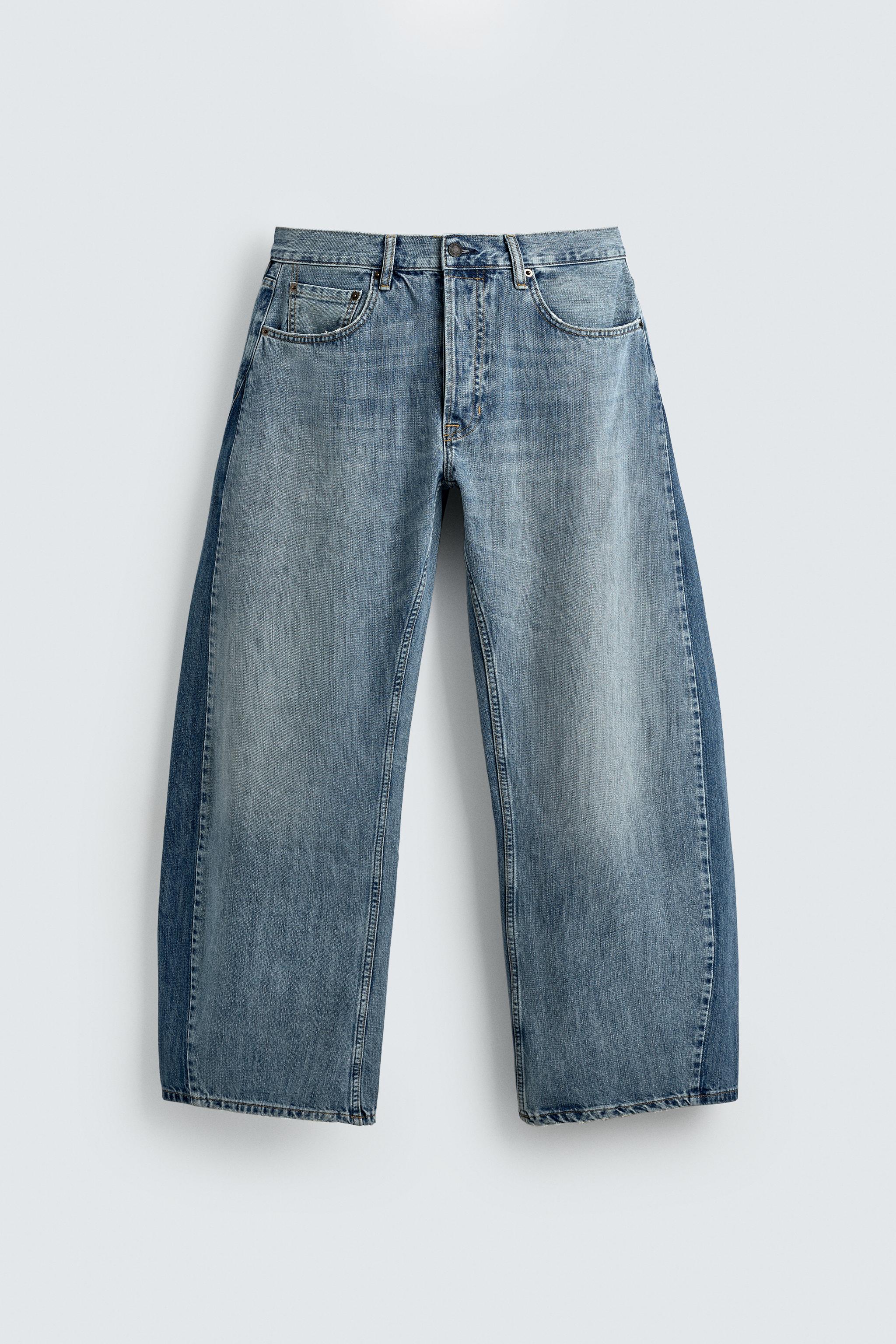 LOOSE BALLOON FIT JEANS WITH CONTRASTING BANDS